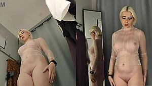 whoa check out this big tits blonde's upskirt tease in see-through haul 😍 naked changing room spy by mycandyalice