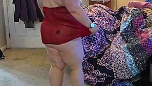 bbw milf slowly strips lingerie revealing her huge tits and thick ass