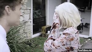 Why does this weird stepson bang his milf stepmom and her blonde teen daughter together?