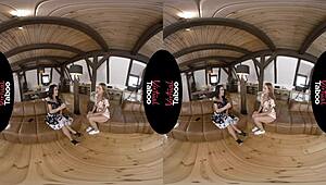 Virtual Taboo Brunette Gropes Shaved Pussy Big Tits Big Ass Masturbating at Home