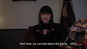 Naughty Japanese Student Bent Over Doggystyle for Big Black Cock Creampie!