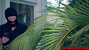 Petite 19yo screams as stalker pounds her tiny tits roughly