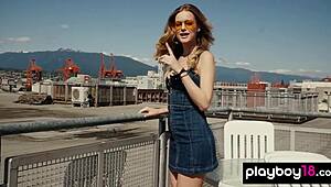 Petite Blonde MILF Olivia Preston Strips Naked Revealing Natural Tits Outdoors