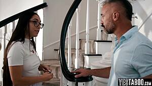 stepdad's big dick trains petite latina teen stepdaughter pov blowjob deepthroat 😈👅