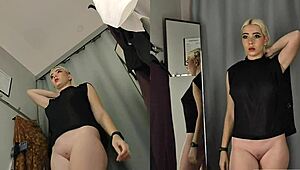 whoa check out this big tits blonde's upskirt tease in see-through haul 😍 naked changing room spy by mycandyalice