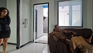 my friend surprised me bending his juicy big ass girl over for anal