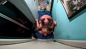 Gay BBW Fucks Tight Pussy with Dragon Cock Sleeve Dildo and Spit