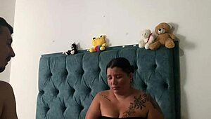 He rams his huge cock into skinny latina girlfriend's tight pussy rough