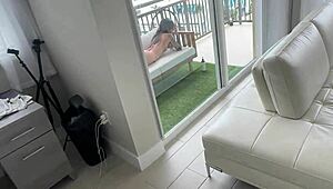 hey step sis ever fucked on a public balcony like this creampie doggy?