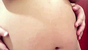 Pregnant Arab stepmom strips webcam teasing hairy pussy for hard fuck