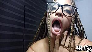 Blonde college teen milf anal fucks stepbrother to creampie orgasm explosion