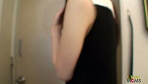 nerdy asian babe's hairy pussy fucked doggystyle bent over till creampie!!