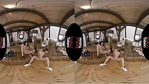 Virtual Taboo Brunette Gropes Shaved Pussy Big Tits Big Ass Masturbating at Home