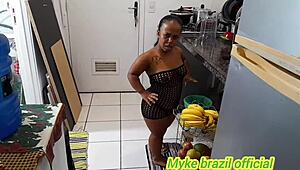 damn that cute brazilian diarista anazinha gave her big pussy ass to the boss doggystyle at work see thru red