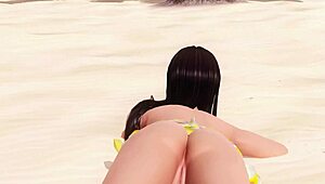 Naotora Poses Topless on Beach in Skirt and Panties