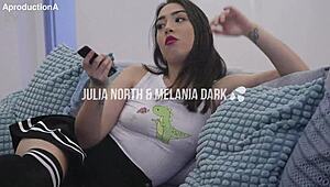 stepmom and stepdaughter dive into lesbian fetish licking huge tits squirting strapon