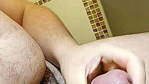 i'm strokin' my monster cock hard right on the toilet seat