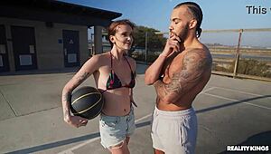 Basketball honey battles hung stud's big cock in outdoor face sitting reality kings