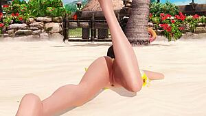 Naotora Poses Topless on Beach in Skirt and Panties