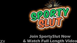 Skinny legs flaunt round ass puffiest pussy lips in swimsuit