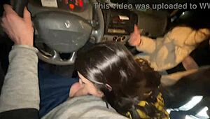 WOW Double Blowjob on Monster Cocks While Driving That Van!