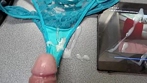 Wife catches me exploding cum loads into her worn panties nonstop masturbation