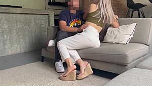 after drinks sister-in-law spreads tight pussy for sneaky lobby creampie