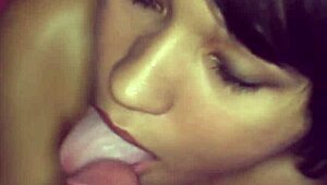 Dark Skinned Tess Morgan Strokes Hard Cock to Explosive Cumshot