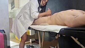 Latina Milf Massagista Punheta Milks Monster Cock to Explosion