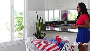 Step mom catches peeking step son on her curvy ebony ass milf5