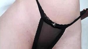 Petite Crossdresser Flaunts Sensual Small Tits In See-Through Panties