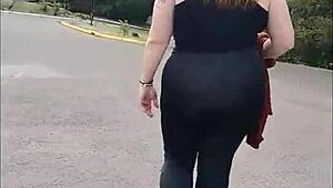 Stepmom's Pantyless Stroll Turns Heads!