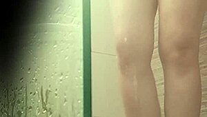 argentine latina shaves tight pussy in steamy bathroom shower