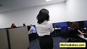 big tit milf sasha pearl gets fucked hard at work then nasty facial from parker ambrose