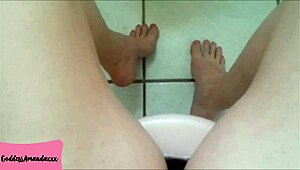 Stay Worshipping My Shaved Feet While I Piss On You Toilet Dog
