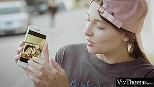 petite brunette teen babe licks and fucks cute blonde's ass in hardcore lesbian action