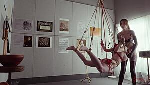 Rebel rhyder sucks huge cock eats ass submissive in kinky bondage threesome game!