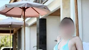 Blue Bikini Clings to Japanese Student's Tiny Tits and Slim Waist