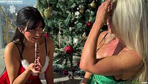 aaliyah and sally rip clothes for wet pussy licking christmas candy cane style