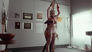 Rebel rhyder sucks huge cock eats ass submissive in kinky bondage threesome game!