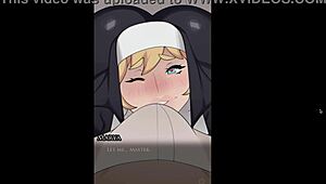 A BIG-TITTED NUN PLAYS NAUGHTY GAMES WITH HER MASSIVE RACK!