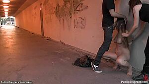 busty bound czech babe endures hardcore public group banging outdoors