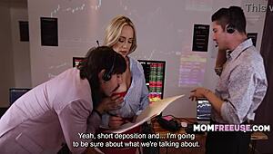 Faith unbuttons her blouse, surrendering to taboo mom freeuse fantasy.