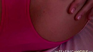 beautiful blonde pigtail seductress strips skirt panties rips clothes for dildo anal orgasm