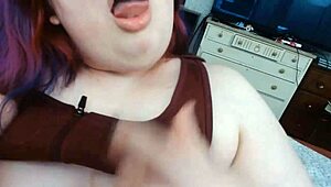 bbw tranny teen strokes her cock with emojis 😈💦