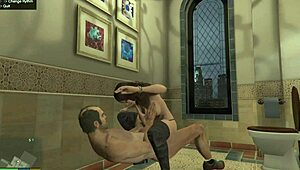 GTA 5 Trevor ravishes Amanda's big tits ass in bathroom