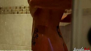 british redhead jennifer jade teases pussy in steamy naked shower play