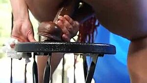 red thick bitch bounces slobs spits on fat dildo squirting dirty talk