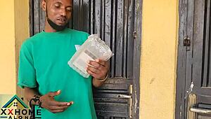 your olosho escort whore spreads wet ebony pussy for big black cock doggystyle ride