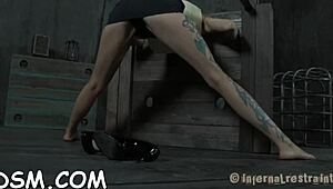 Redhead Bombshell Masturbates in Bondage Contest Game